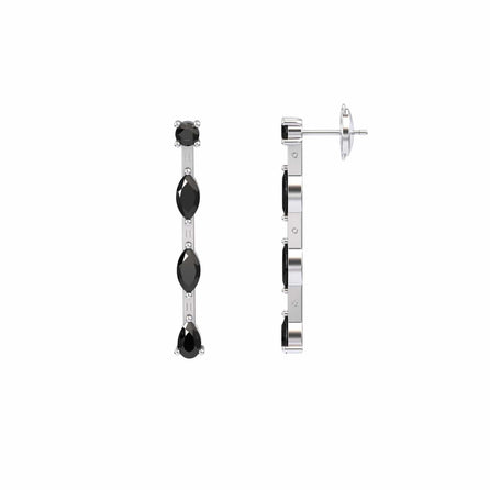 Black Diamond Linear Drop Earrings - Rajni