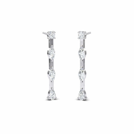 White Diamond Linear Drop Earrings - Rajni