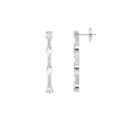 White Diamond Linear Drop Earrings - Rajni