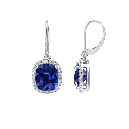 Lab Grown Blue Sapphire & Diamond Dangle Earrings - Shereen