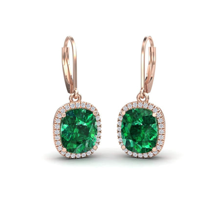 Lab Grown Emerald & Diamond Dangle Earrings - Shereen