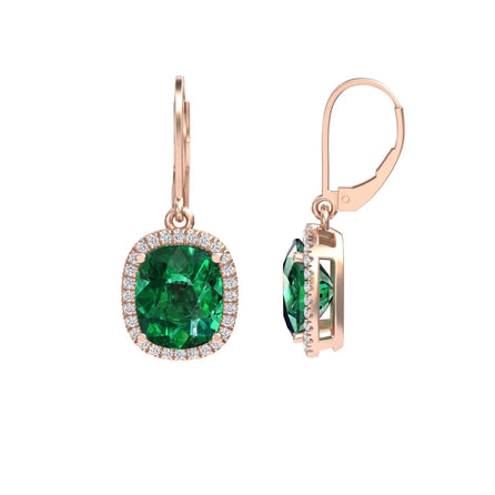 Lab Grown Emerald & Diamond Dangle Earrings - Shereen