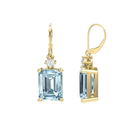 Aquarmarine & Diamond Drop Earrings - Varsha