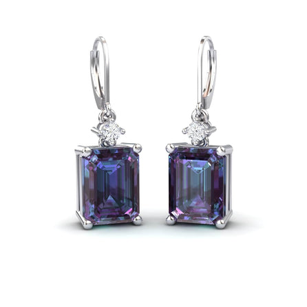 Lab Grown Alexandrite & Diamond Drop Earrings - Varsha