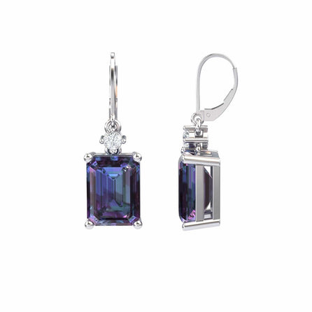 Lab Grown Alexandrite & Diamond Drop Earrings - Varsha