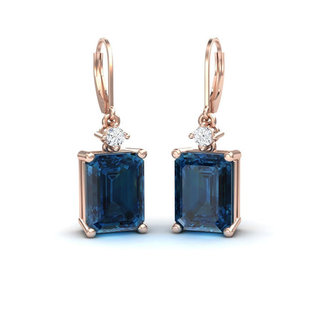 London Blue Topaz & Diamond Drop Earrings - Varsha
