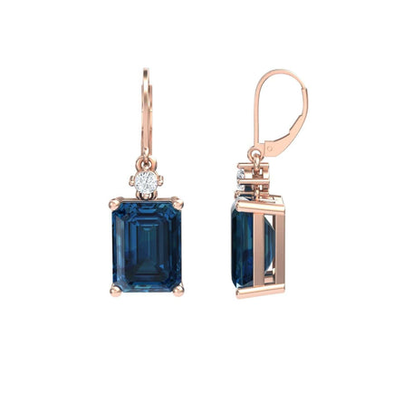 London Blue Topaz & Diamond Drop Earrings - Varsha