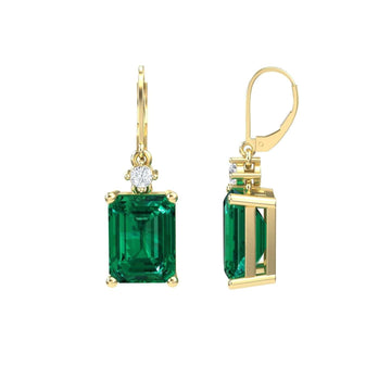 Lab Grown Emerald & Diamond Drop Earrings - Varsha