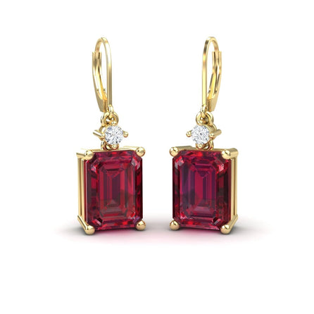 Lab Grown Ruby & Diamond Drop Earrings - Varsha