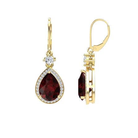 Garnet & Diamond Halo Earrings - Ana