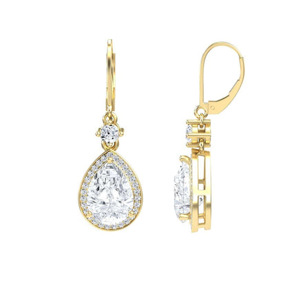 Lab Grown Moissanite & Diamond Halo Earrings - Ana