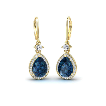 London Blue Topaz & Diamond Halo Earring - Ana