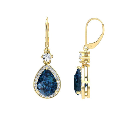 London Blue Topaz & Diamond Halo Earring - Ana