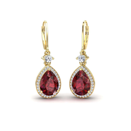 Lab Grown Ruby & Diamond Halo Earring - Ana