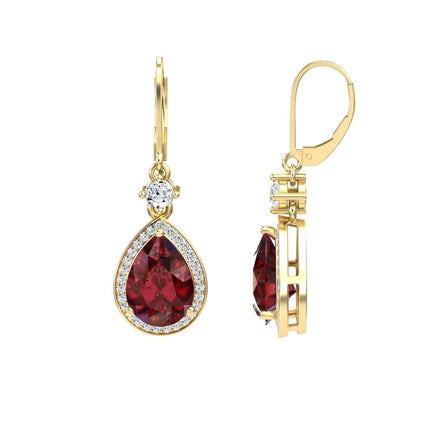 Lab Grown Ruby & Diamond Halo Earring - Ana