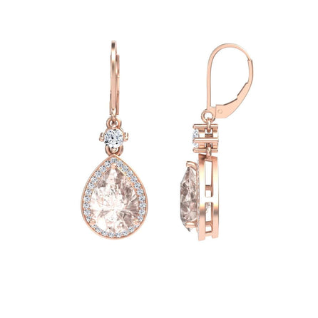 Morganite & Diamond Halo Earrings - Ana