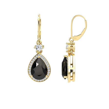 Black Onyx & Diamond Halo Earrings - Ana