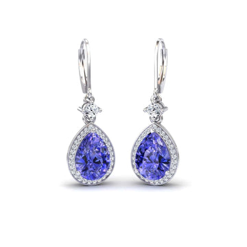 Tanzanite & Diamond Halo Earrings- Ana