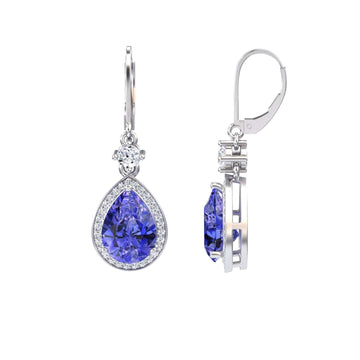 Tanzanite & Diamond Halo Earrings- Ana