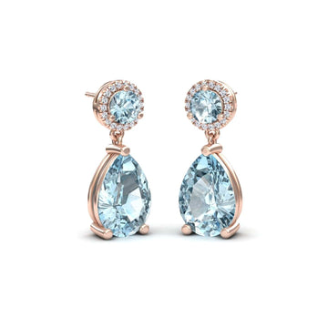 Aquamarine & Diamond Drop Earrings - Celia
