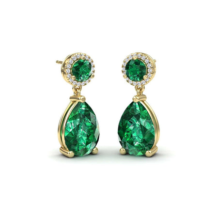Lab Grown Emerald & Diamond Drop Earrings - Celia