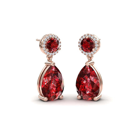 Lab Grown Ruby & Diamond Drop Earrings - Celia