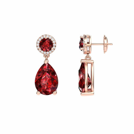 Lab Grown Ruby & Diamond Drop Earrings - Celia