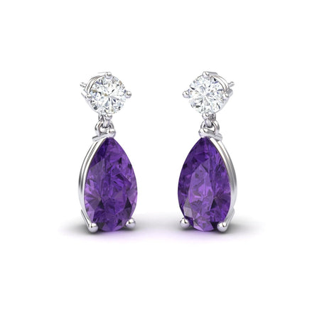 Amethyst & Diamond Drop Earrings - Emma