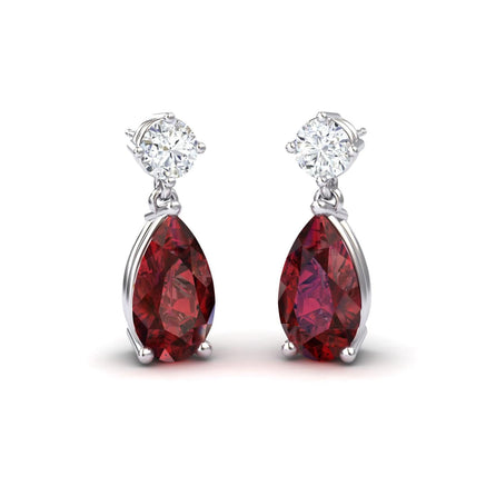 Lab Grown Ruby & Diamond Drop Earrings - Emma