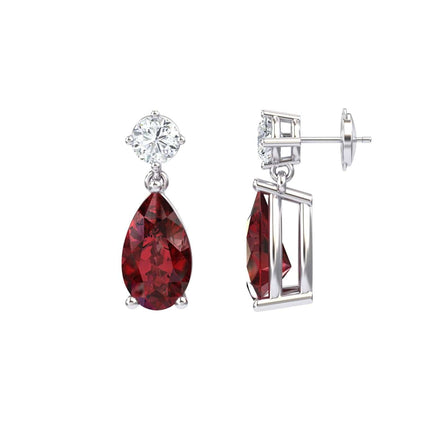 Lab Grown Ruby & Diamond Drop Earrings - Emma