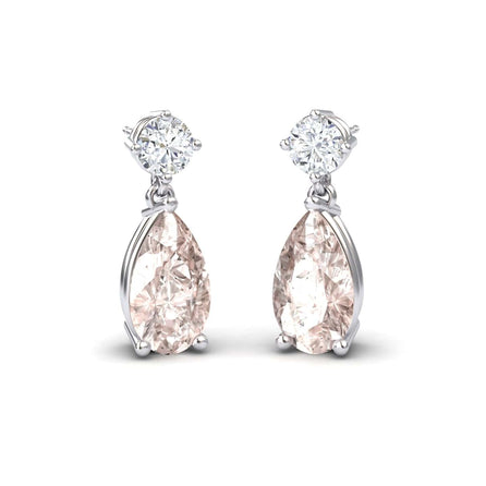 Lab Grown Morganite & Diamond Drop Earrings - Emma