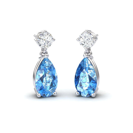Swiss Blue Topaz & Diamond Drop Earrings - Emma