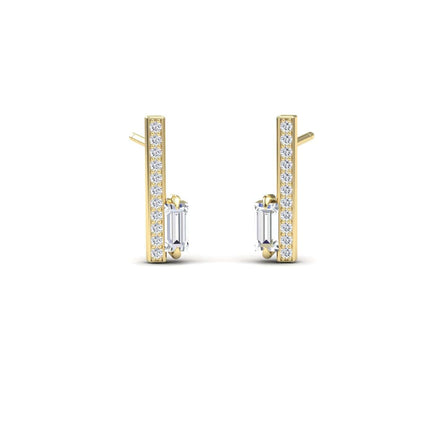 White Diamond Vertical Bar Stud Earrings - Fatima