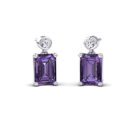 Amethyst & White Diamond Drop Earrings - Gracia
