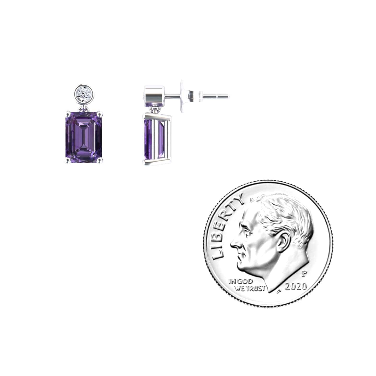 Amethyst & White Diamond Drop Earrings - Gracia