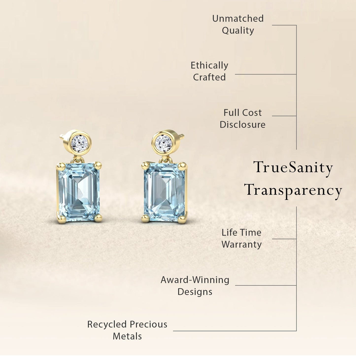Aquamarine & White Diamond Drop Earrings - Gracia
