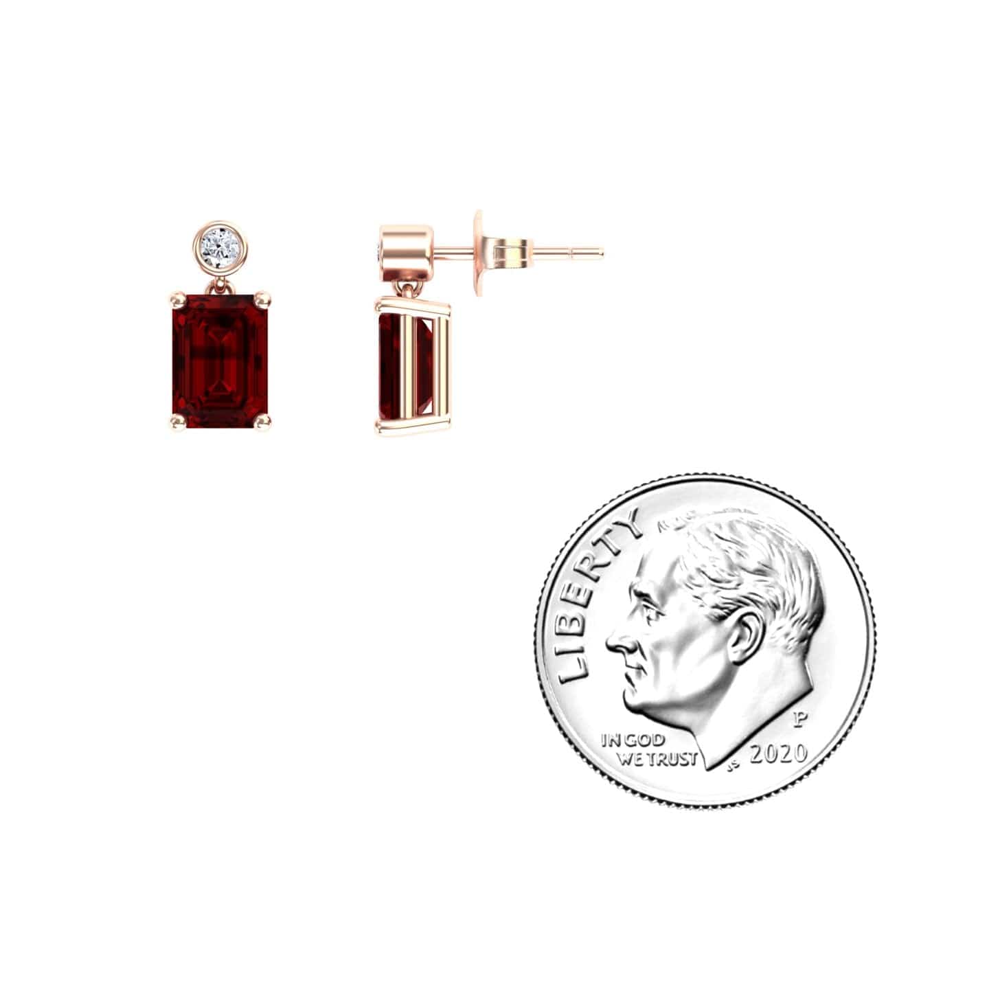 Garnet & White Diamond Drop Earrings - Gracia
