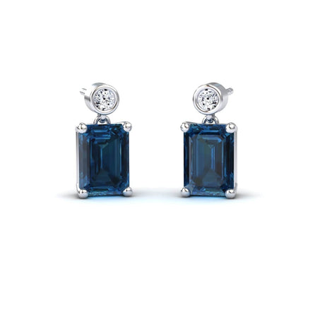 London Blue Topaz & White Diamond Drop Earrings - Gracia