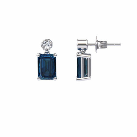 London Blue Topaz & White Diamond Drop Earrings - Gracia