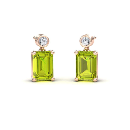 Peridot & White Diamond Drop Earrings - Gracia