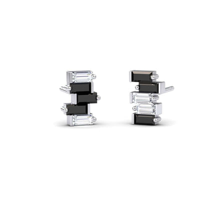Black & White Diamond Fashion Stud Earrings - Hema