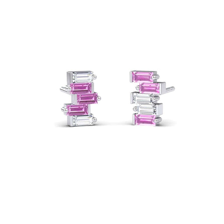 Pink Sapphire & Diamond Fashion Stud Earrings - Hema