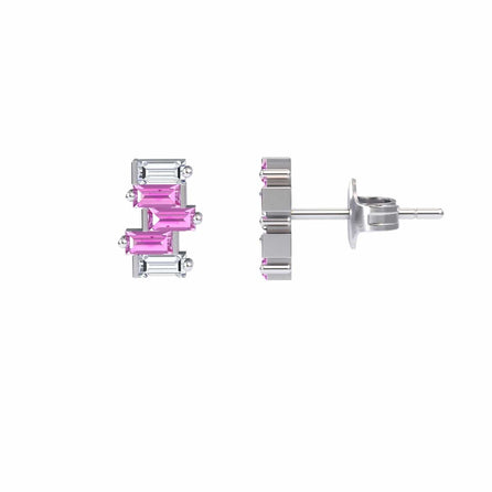 Pink Sapphire & Diamond Fashion Stud Earrings - Hema