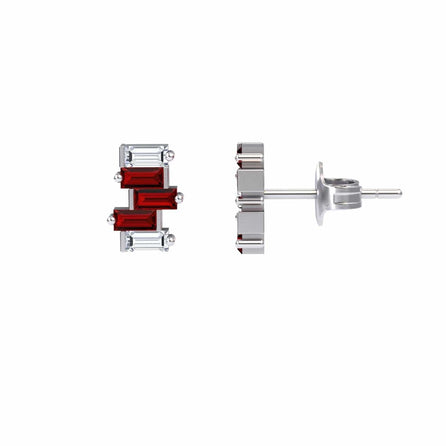 Ruby & Diamond Fashion Stud Earrings - Hema