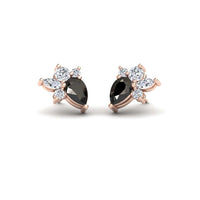Black & White Diamond Cluster Stud Earrings - Joan