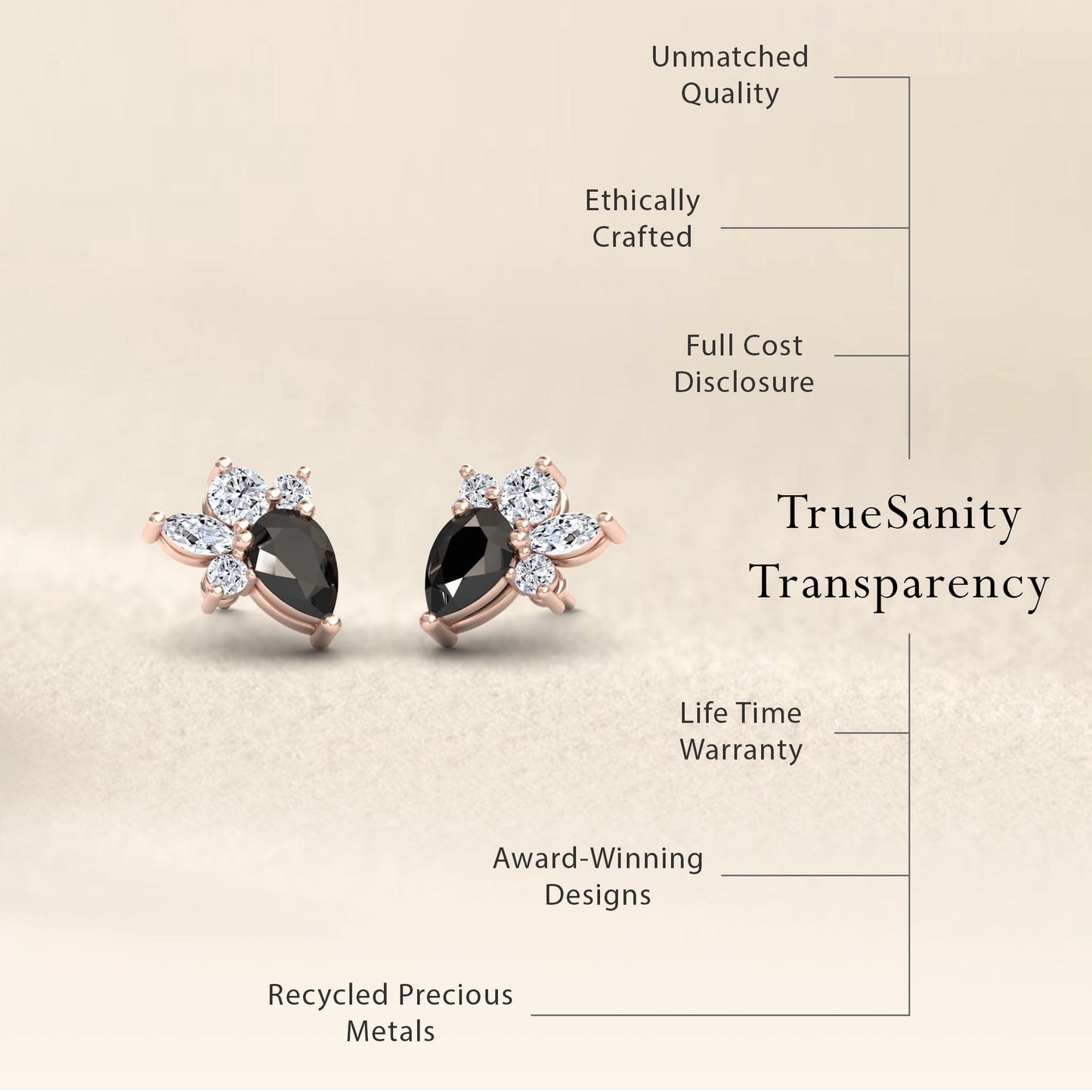 Black & White Diamond Cluster Stud Earrings - Joan