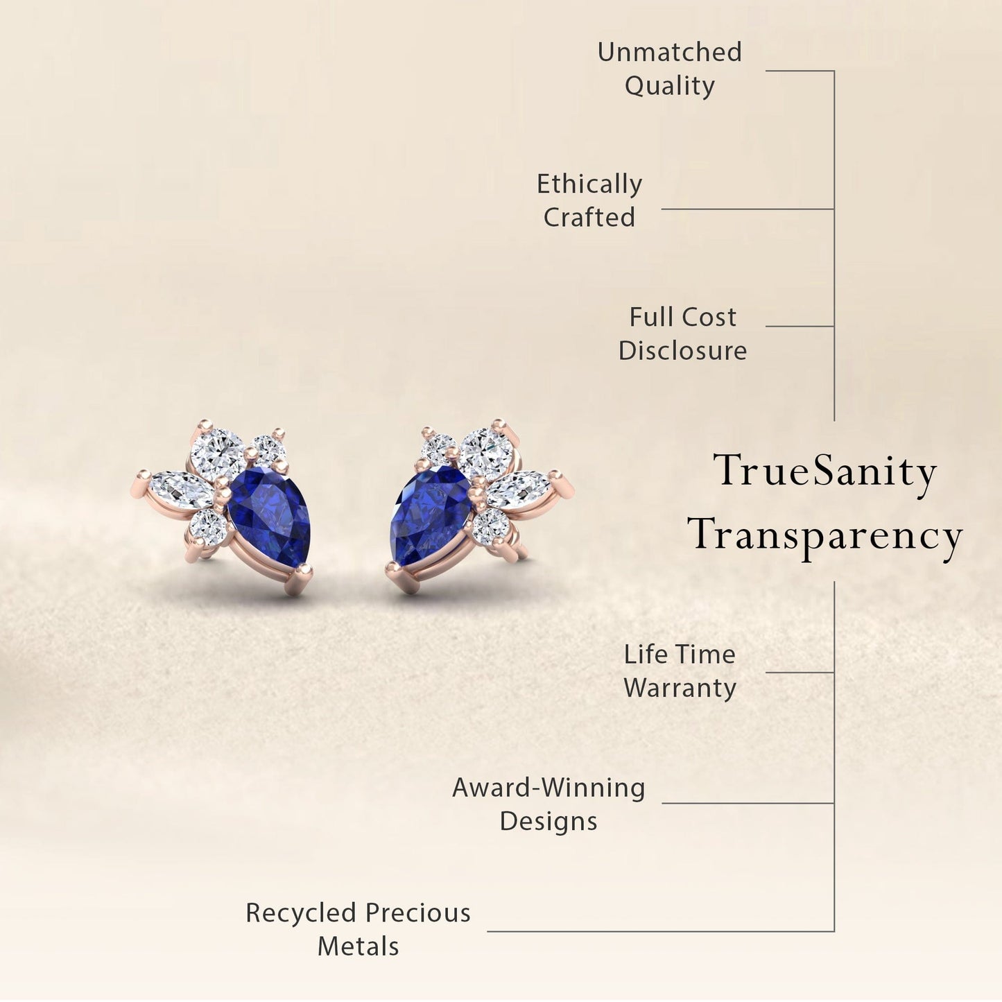 Blue Sapphire & Diamond Cluster Stud Earrings - Joan