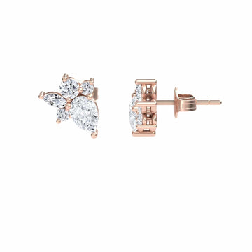 White Diamond Cluster Stud Earrings - Joan