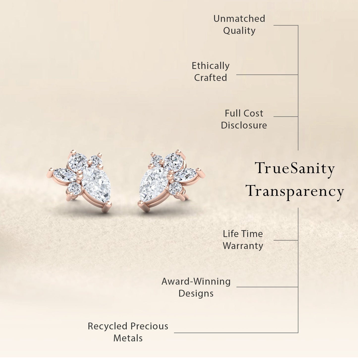 White Diamond Cluster Stud Earrings - Joan