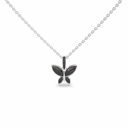Black Diamond Pave Butterfly Necklace - Charlotte
